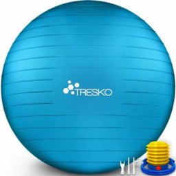 Tresko - Gymnastikball (Blau 65cm) mit Pumpe Fitnessball Yogaball Sitzball Sportball Pilates Ball