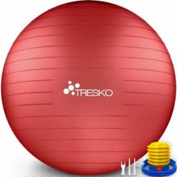 Tresko - Gymnastikball (Rot 55cm) mit Pumpe Fitnessball Yogaball Sitzball Sportball Pilates Ball
