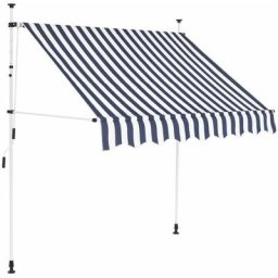 Einziehbare Markise Handbetrieben 150 cm Blau/Weiß Gestreift Vidaxl Blau