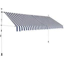 Einziehbare Markise Handbetrieben 350 cm Blau/Weiß Gestreift Vidaxl Blau