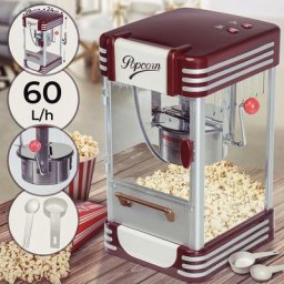 Popcornmaschine - Retro, Für salziges Popcorn, Mit Edelstahl Topf, Rührwerk, Antihaft, Groß, Für