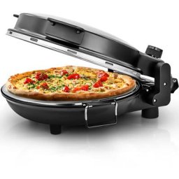 Pizzaofen Pizza Maker Lahmacun Express Miniofen 1200W 400°C Keramiksteinplatte 30cm - Schwarz