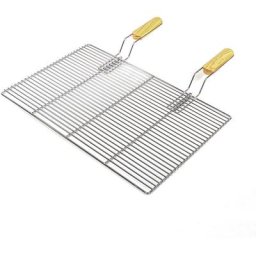 Bbq Grillrost Eckig 60x40cm aus Hochwertigem Edelstahl mit Handgriffen für Gasgrill, Kugelgrill usw.