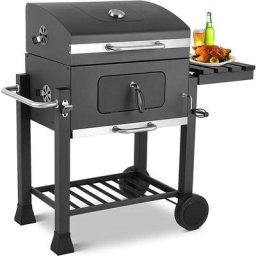 Bbq Grill mit Drehspieß Eisen ,Grillwagen xxl mit Rädern, Holzkohlegrill mit Deckel,Thermometer und