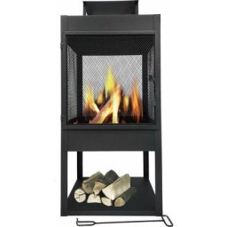 Feuerstelle - Terassenkamine - Mit Funkenschutz - mit Holzspeicher - Schwarz Maxxgarden