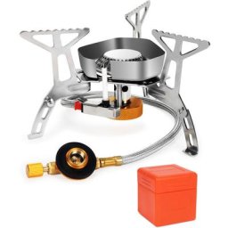 Campingkocher Campingausrüstung mit Piezozündung Faltbar Winddichter Camping Gaskocher Gasbrenner