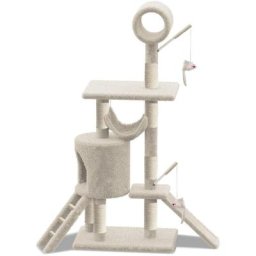 Vounot - Kratzbaum mit Kratzbrett Sisalseil für Katzen, Katzenbaum 155cm xxl, Beige