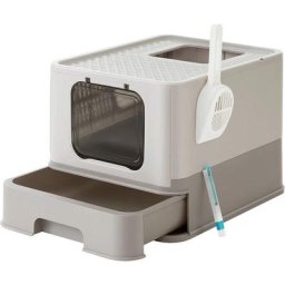 Feandrea Katzenklo, Katzentoilette, 54,3 x 42,5 x 37,8 cm, für Katzen bis 15 kg, ausziehbares