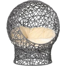 Pawhut - Katzenkorb, Katzenhöhle inkl. Kissen, 2-teilig, 50 cm x 50 cm x 60 cm, Cremeweiß + Braun
