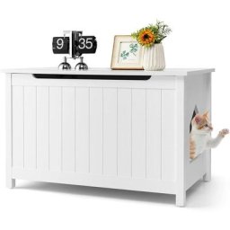 Katzenhaus Katzenklo Schrank, Katzenhoehle mit Eingang & Klappdeckel, Haustierbox mit Abnehmbarer