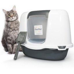 Katzenklo Ecke Große platzsparende Eck Katzentoilette mit Deckel Katzen wc Haube Ecktoilette inkl.