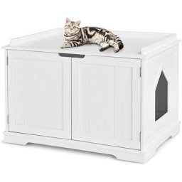 Costway - Katzenhaus Katzenhpehle mit Bett, geschlossene Katzentoilette mit Eingang, Haustierbox
