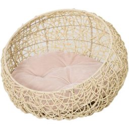 Katzenbett aus Rattan Katzenhöhle mit Kissen Katzenkorb Hundebett Katzenschlafplatz Hundehütte