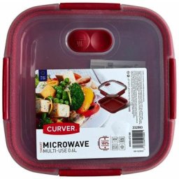 Dose 0,6L Smart Mikrowelle viereckig Kunststoff rot 16x16x5,5 cm, multi-use, spülmaschinengeeignet,