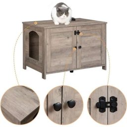 Katzentoilette, Katzenklo Schrank, Katzenhaus mit Tür und separater Trennwand, Stabile