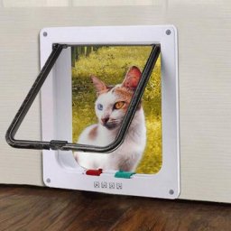 Katzenklappe Katzenklappen 4 Wege Hundeklappe Katzentür mit 4-Wege-Schließsystem Katzen - weiß