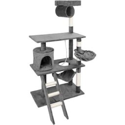 Kratzbaum grau Sisal 141cm Katzenkratzbaum Katzenbaum Spielbaum Kletterbaum