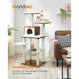Feandrea Kratzbaum, 138 cm Katzenbaum, modern, Katzenmöbel, mehrstöckiger Katzenkratzbaum,
