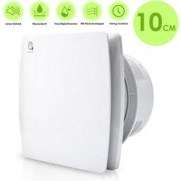 Badlüfter 100mm Feuchtesensor Timer Ventilator Mit Rückflussleitblech Wandlüfter 100mm - Weiß