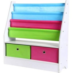 Bücherregal für Kinder mit 2 herausnehmbaren bunten 3-stöckigen Aufbewahrungsboxen für Kinder