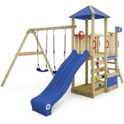 Wickey - Spielturm Klettergerüst Smart Savana mit Schaukel & Rutsche, Spielhaus mit Kletterleiter &