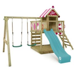 Spielturm Klettergerüst Smart Candy mit Schaukel & Rutsche, Baumhaus mit Sandkasten, Kletterleiter