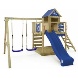 Spielturm Klettergerüst Smart Cave mit Schaukel & Rutsche, Baumhaus mit Sandkasten, Kletterleiter &