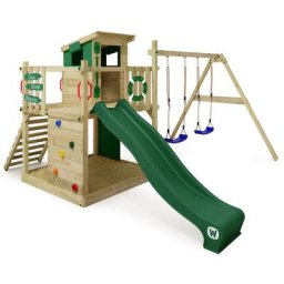 Wickey Spielturm Klettergerüst Smart Camp mit Schaukel & Rutsche, Baumhaus mit Sandkasten,