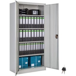 Tectake - Aktenschrank mit 5 Böden - Büroschrank, Rolladenschrank, Hängeregisterschrank - grau 80