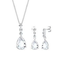 Elli PREMIUM Elli PREMIUM Schmuckset Tropfen Edel Kristalle 925 Sterling Silber Schmuck-Set Damen