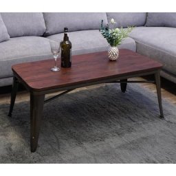 Couchtisch HWC-H10, Wohnzimmertisch Sofatisch Kaffeetisch, Industriedesign Ulme Holz MVG-zertifiziert, braun-schwarz ~ Variantenangebot