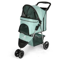 Hundewagen, Faltbar 3-Räder Hunde Trolley, Hundebuggy für Mittelgroße Hunde, Hundebox mit