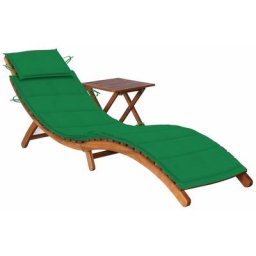 Sonnenliege mit Tisch und Auflage Massivholz Akazie Vidaxl Grün