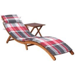 Sonnenliege mit Tisch und Auflage Massivholz Akazie Vidaxl Braun