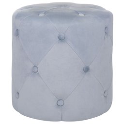 Pouf Hellgrau Samtstoff Rund Knopfversteppung Elegant/Modern