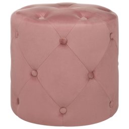 Pouf Rosa aus Samtstoff/ MDF-Platte/ Holz Multifunktional mit attraktiven Knopfsteppung Wohnzimmer Salon Schlafzimmer Elegante Optik