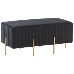 Bank Sitzhocker Ottomane Schwarz/Gold Samtstoff Metallbeine Modern Elegant Glamour-Optik