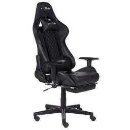 Bürostuhl Schwarz aus Kunstleder höhenverstellbar mit Fußstütze Gaming Stuhl Drehbar Modernes Innovatives Design