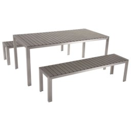 Gartenmöbel Set Grau Kunstholz Aluminium 8-Sitzer Rechteckig Outdoor Modern