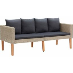 2-Sitzer-Gartensofa mit Auflagen Poly Rattan Beige Vidaxl Beige