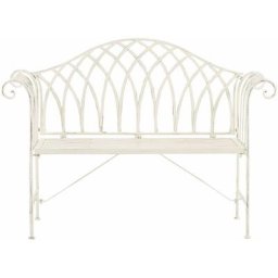 Gartenbank Metall Weiß 130 cm romantischer Stil Milazzo - Weiß