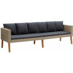 3-Sitzer-Gartensofa mit Auflagen Poly Rattan Beige Vidaxl Beige
