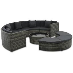 7-tlg. Garten-Lounge-Set mit Auflagen Poly Rattan Grau Vidaxl Grau