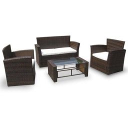 4-tlg. Garten-Lounge-Set mit Kissen Poly Rattan Braun Vidaxl Braun