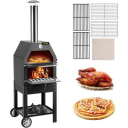 VEVOR Outdoor Küchenofen, 30 cm Pizzagröße 2Schichten Holzkohle Garten Herd Pizzaofen 458x464x1418