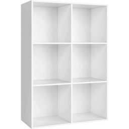 Bücherregal Regal mit 6 Fächern Raumteiler Standregal Büroregal Aktenregal Ordnerregal, weiß - Homfa