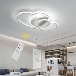Dimmbare LED-Deckenleuchte, modernes Design in Herzform, Material: Acryl und Metall, Deckenleuchte