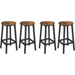 Vasagle Barhocker, 4er Set Barstuhl, Küchenstühle mit Stahlgestell, Höhe 65 cm, rund, einfache
