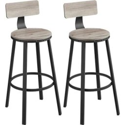 Vasagle Barhocker, 2er Set, Barstühle, Küchenstühle mit Metallgestell, Sitzhöhe 73,2 cm, einfache