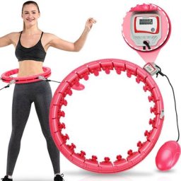 24 Teile Smart Hula Hoop mit Zähler Körperhaltung verbessern Einstellbar 1.2kg - Rosa - Randaco